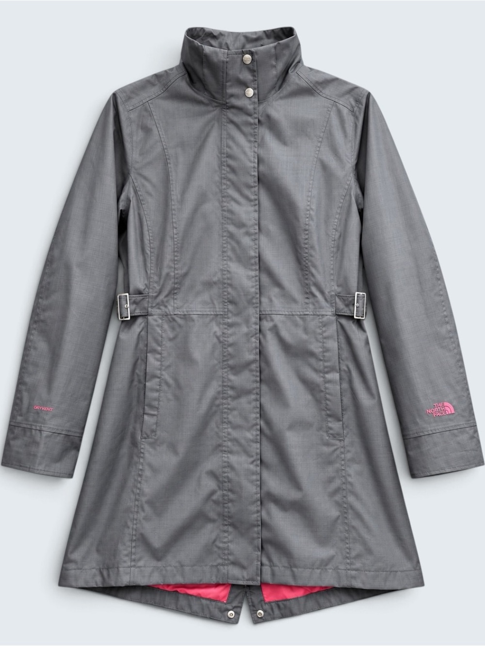 The North Face DryVent Belted Trench Rain Coat XL Gray Pink Lining